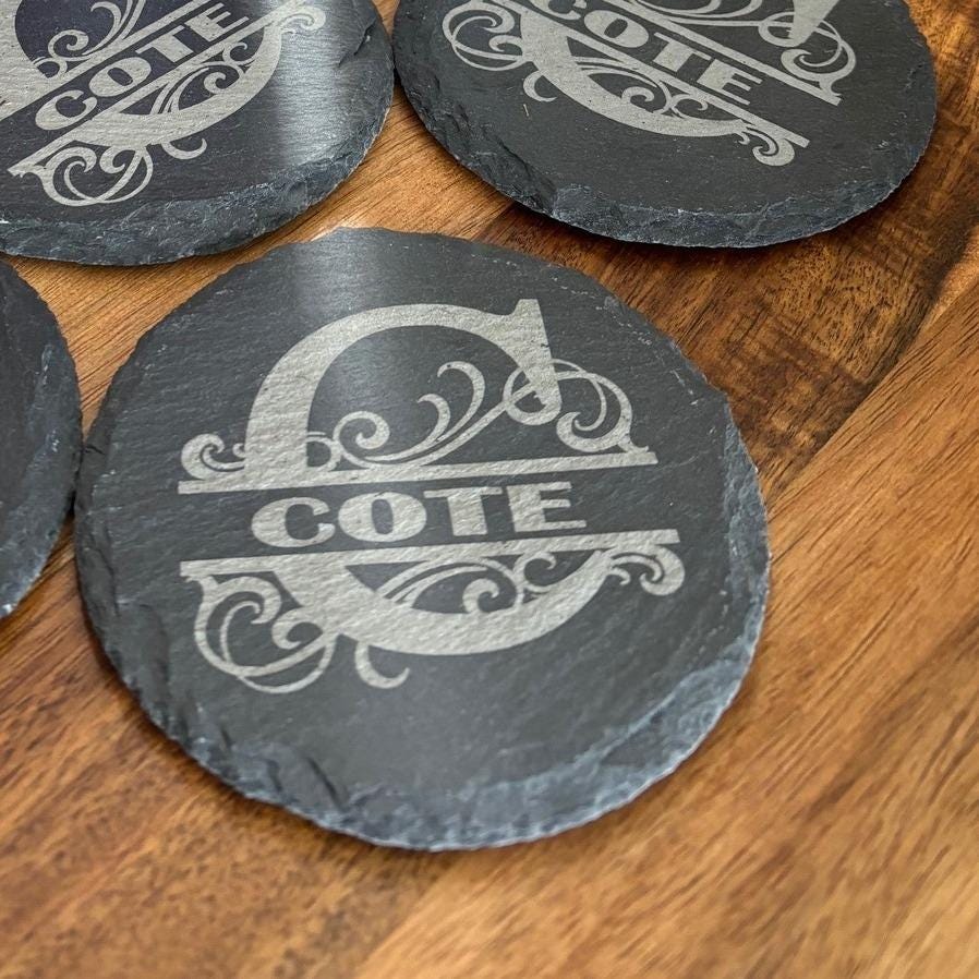 Engraved Slate Coasters, Set of 4