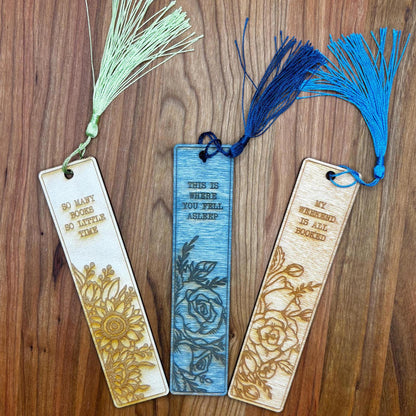 Engraved Leather or Wood Bookmarks