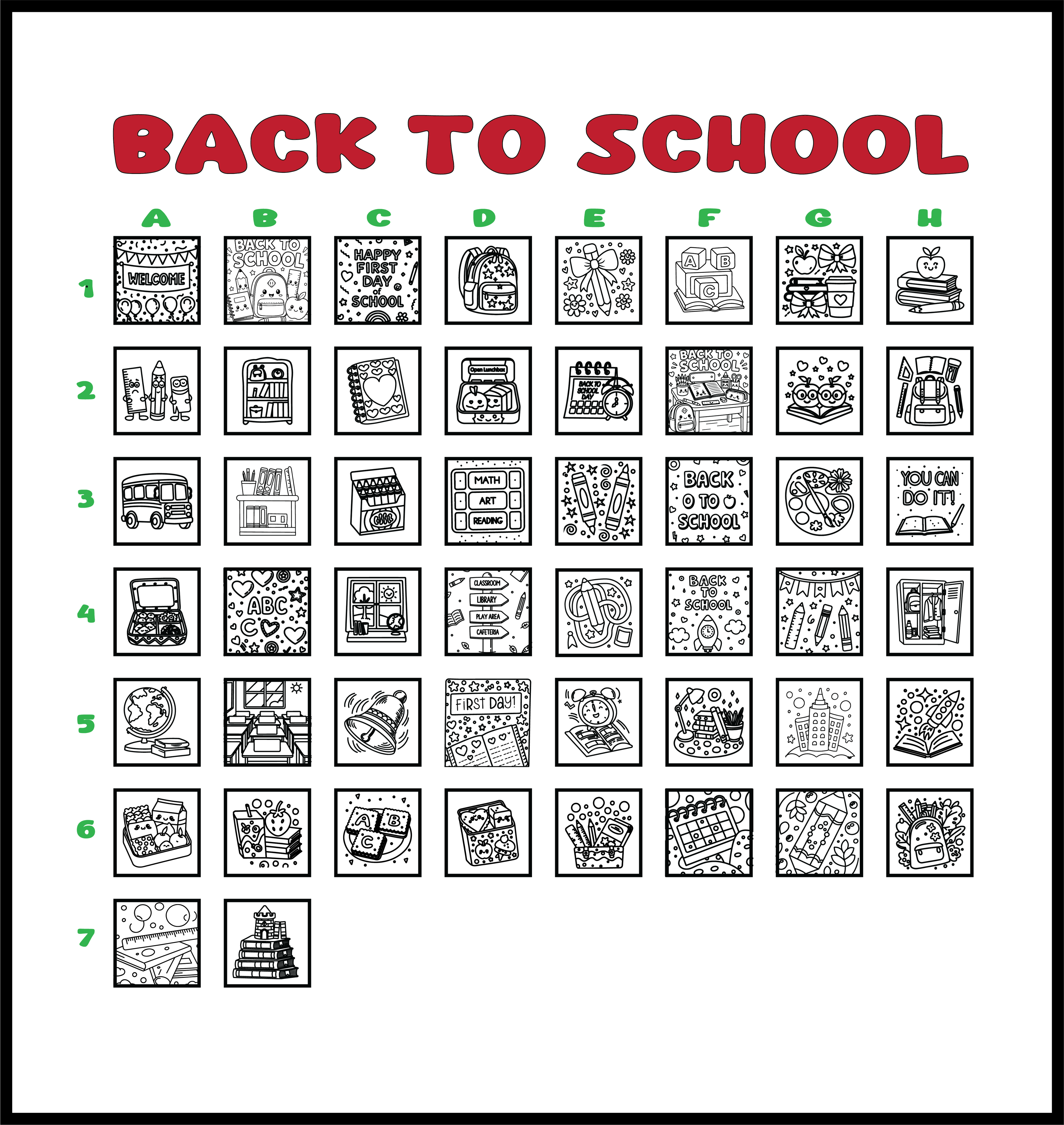 Personalized Kids Coloring Canvas Kit – Back to School