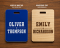 Personalized Backpack & Bag Tags | Acrylic or Engraved Wood