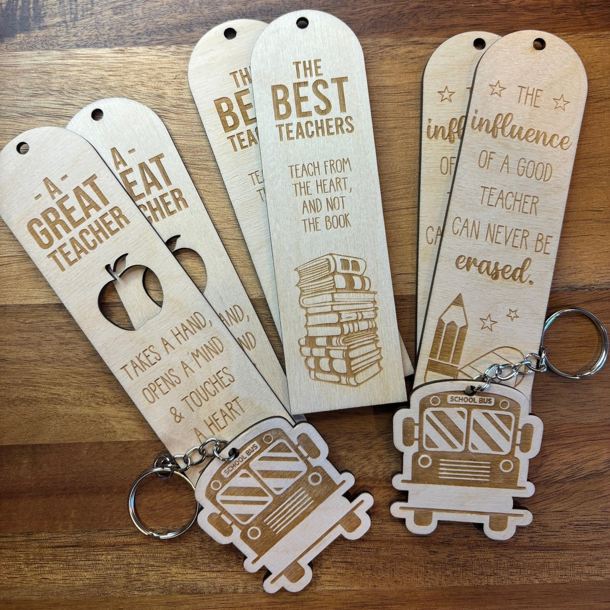 Personalized engraved wood bookmarks for teachers