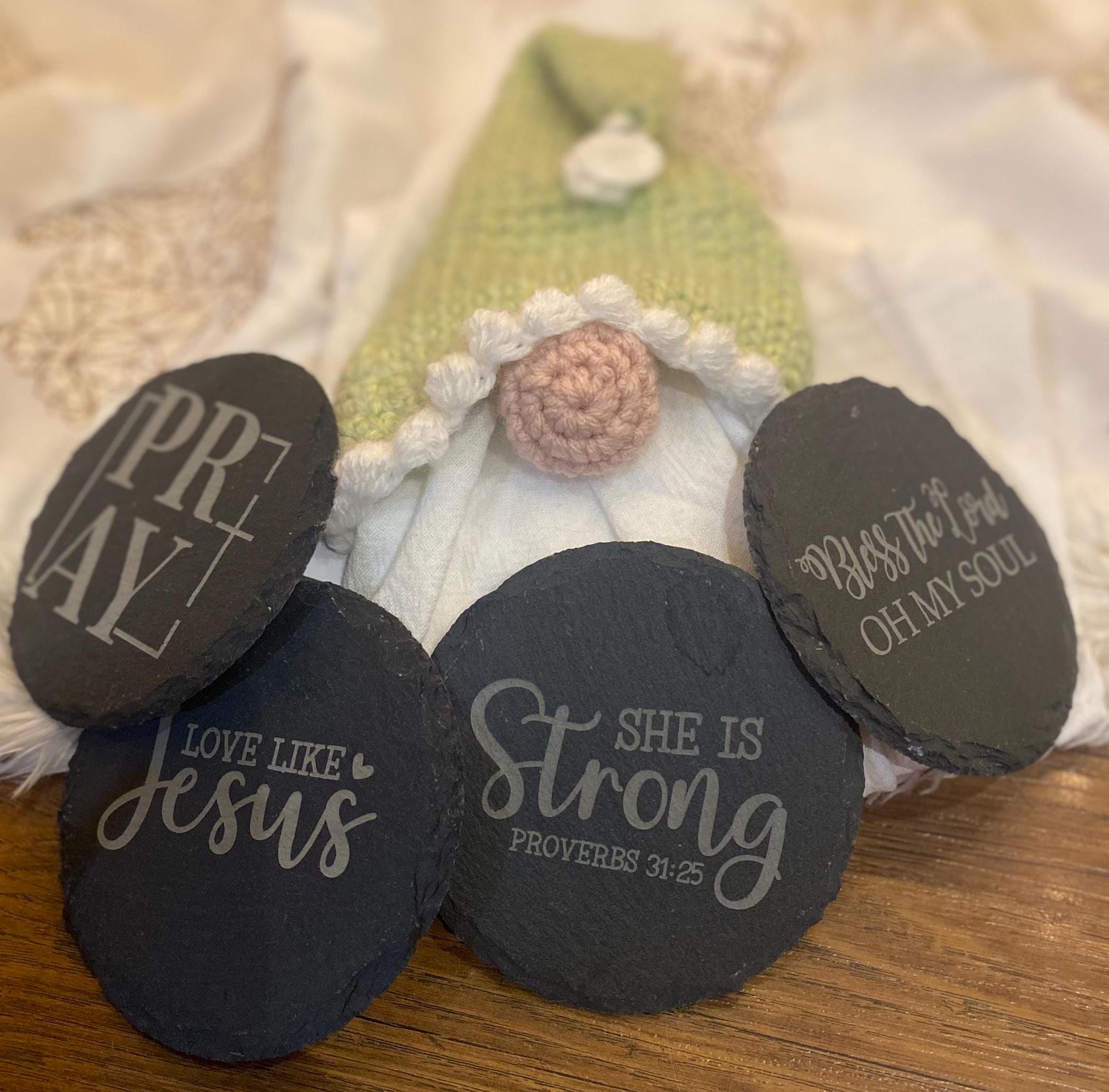 Engraved Slate Coasters, Set of 4