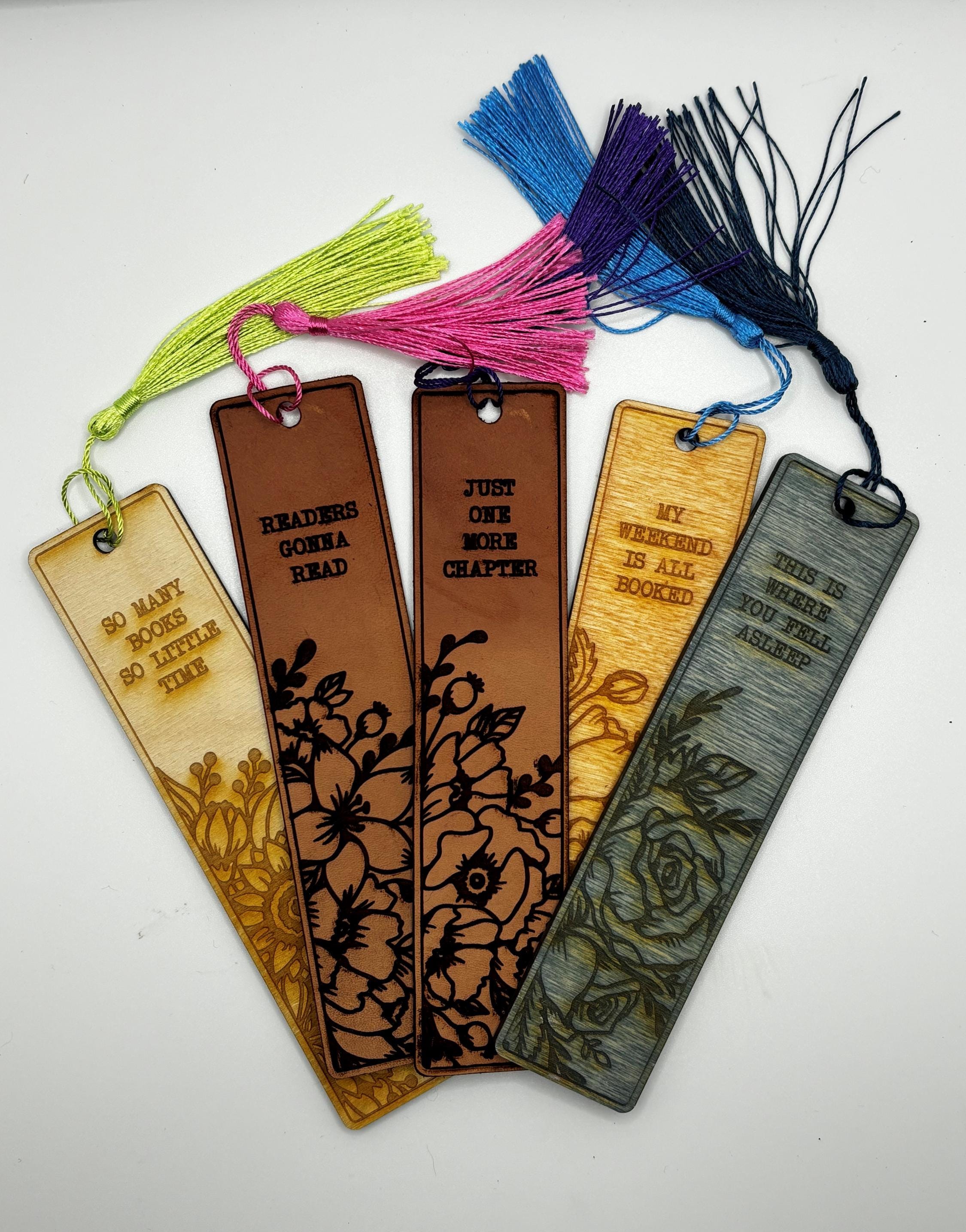 Engraved Leather or Wood Bookmarks