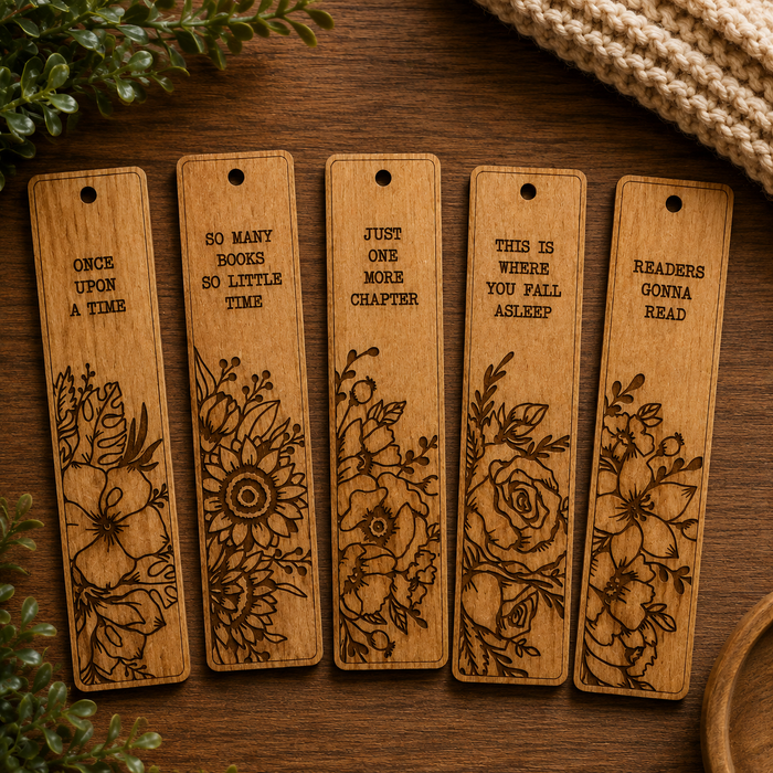 Personalized floral wood bookmark with tassel