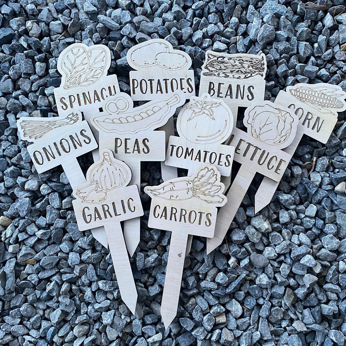 Personalized engraved wood garden markers