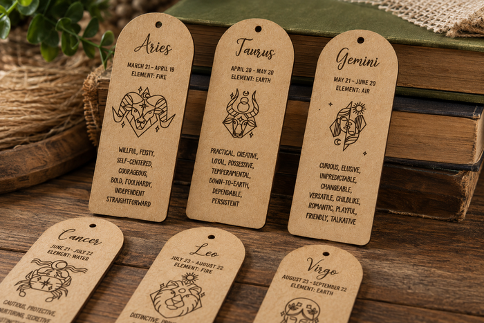 Zodiac wood bookmark gift for an astrology lover