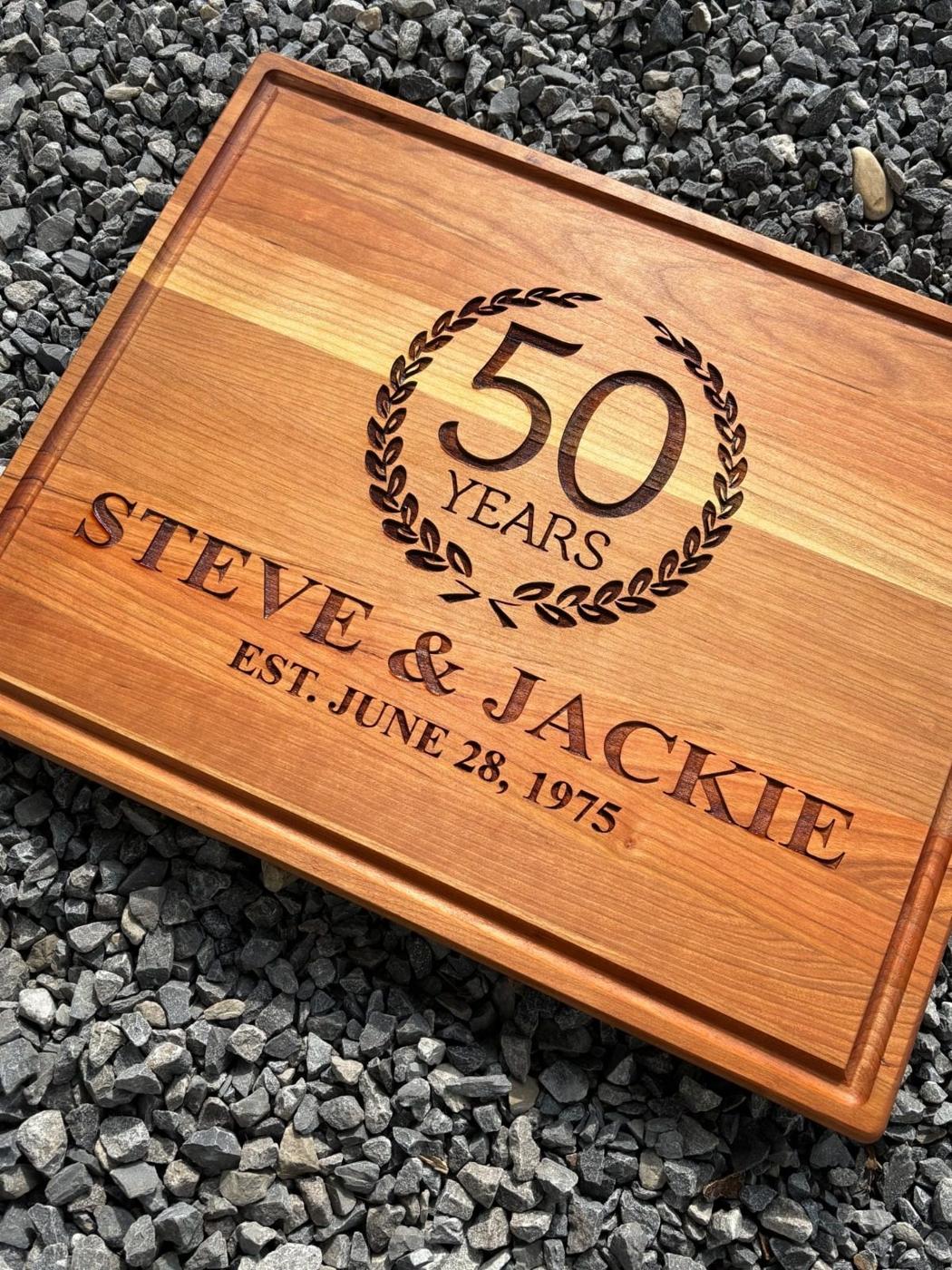 Engraved wooden anniversary board