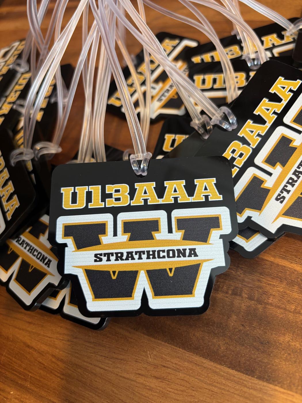 Engraved corporate bag tags