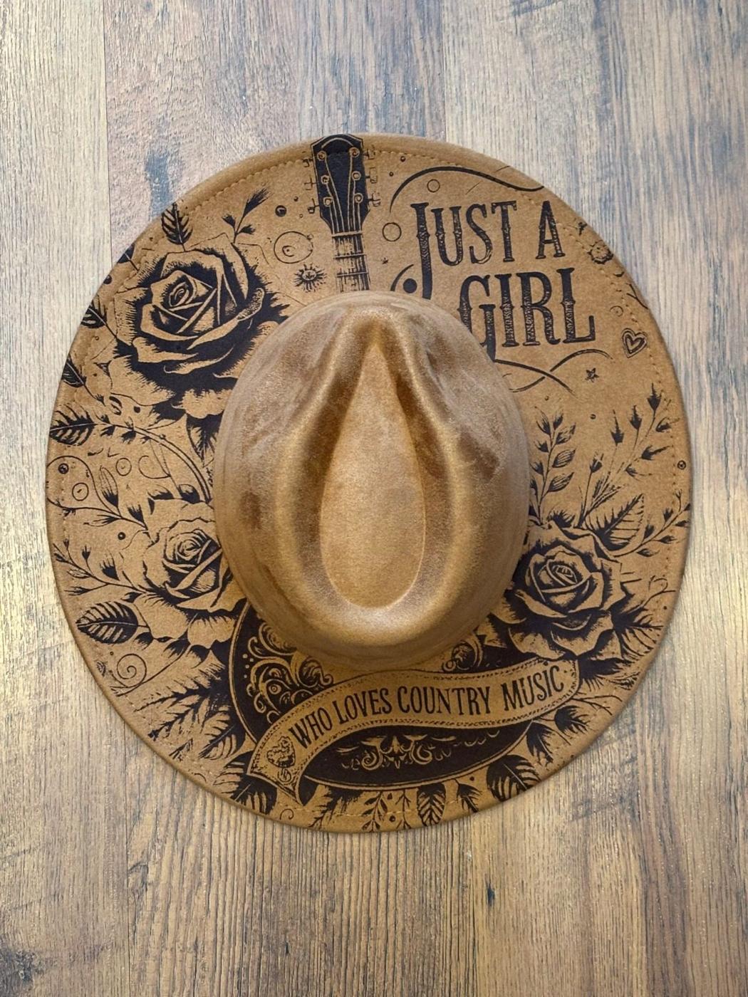 Felt hat with an engraved floral crown design