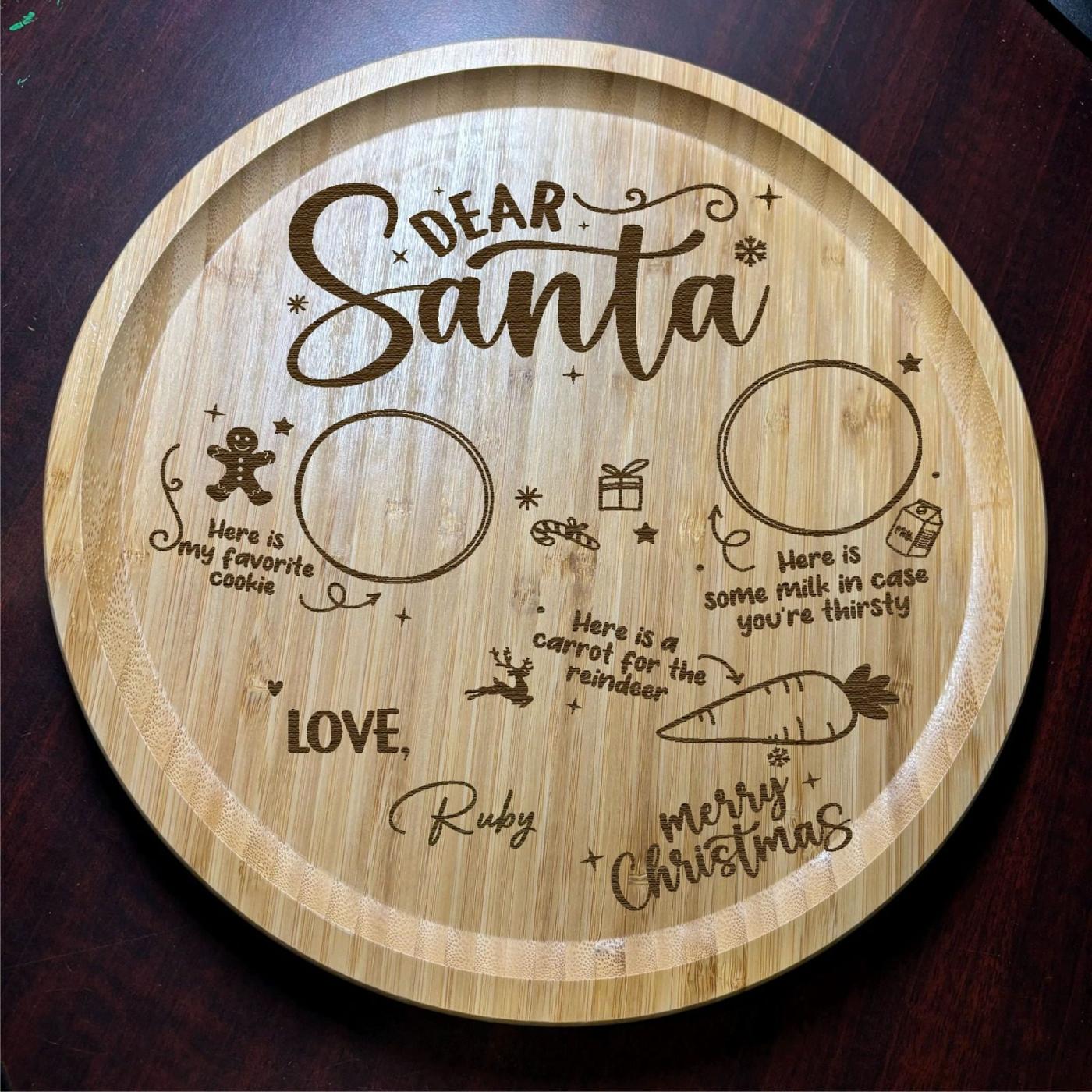 Engraved Dear Santa cookie plate