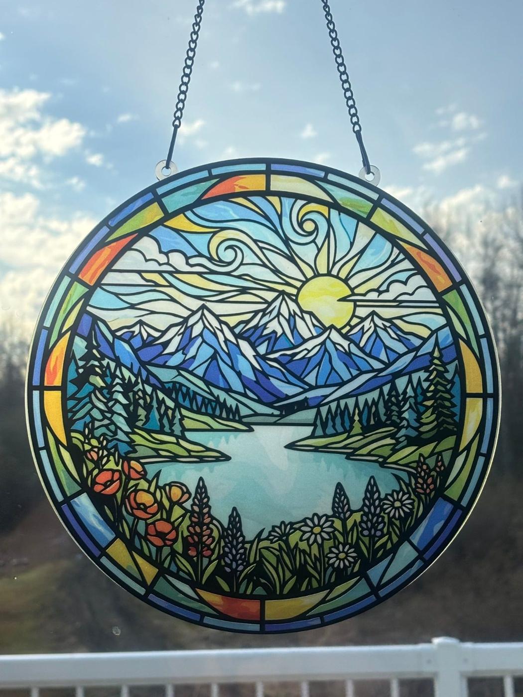 Full-colour UV printed mountain suncatcher